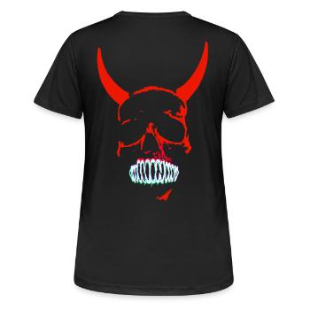 Néon du Crâne Démoniaque Rouge - T-shirt respirant Femme - noir - Dos - AI Model Female 172 light (172cm)