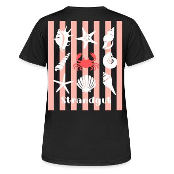 Strandgut Muscheln Seesterne und Krebs - Frauen T-Shirt atmungsaktiv - Schwarz - Hinten - AI Model Female 172 light (172cm)