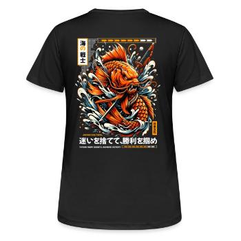 Koi Warrior Achieve Victory - Frauen T-Shirt atmungsaktiv - Schwarz - Hinten - AI Model Female 172 light (172cm)