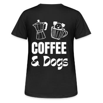 Motif du café et des chiens - T-shirt respirant Femme - noir - Dos - AI Model Female 172 light (172cm)