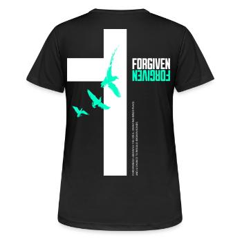 Croix Pardonnée & Oiseaux Volants - T-shirt respirant Femme - noir - Dos - AI Model Female 172 light (172cm)