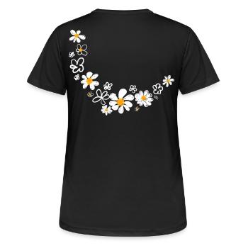 Floral garland - Women's Breathable T-Shirt - black - Back - AI Model Female 172 light (172cm)