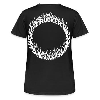 Trucker Fire Ring Detailed White White Changeable - Women's Breathable T-Shirt - black - Back - AI Model Female 172 light (172cm)