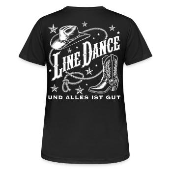 Line Dance Western Flair - Frauen T-Shirt atmungsaktiv - Schwarz - Hinten - AI Model Female 172 light (172cm)