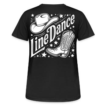 Line Dance Western Logo - Frauen T-Shirt atmungsaktiv - Schwarz - Hinten - AI Model Female 172 light (172cm)