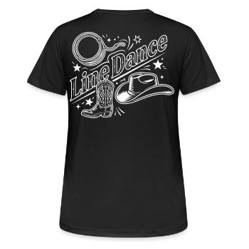 Line Dance Country Western Motiv - Frauen T-Shirt atmungsaktiv - Schwarz - Hinten - AI Model Female 172 light (172cm)