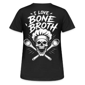 I Love Bone Broth Skull - Frauen T-Shirt atmungsaktiv - Schwarz - Hinten - AI Model Female 172 light (172cm)