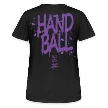 Graffiti de handball avec cœur - T-shirt respirant Femme - noir - Dos - AI Model Female 172 light (172cm)