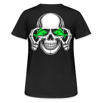 Skull with green fish eyes - Women's Breathable T-Shirt - black - Back - AI Model Female 172 light (172cm)