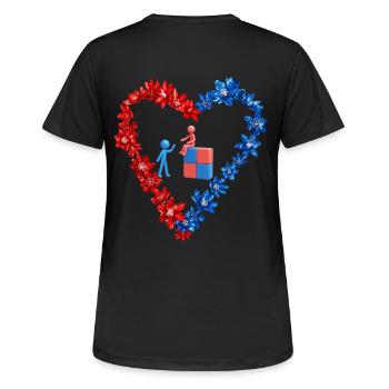 Herzblumen Kooperationsmotiv - Frauen T-Shirt atmungsaktiv - Schwarz - Hinten - AI Model Female 172 light (172cm)