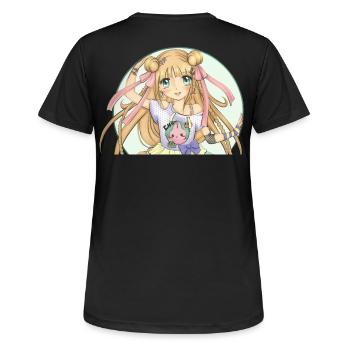 Manga - Frauen T-Shirt atmungsaktiv - Schwarz - Hinten - AI Model Female 172 light (172cm)
