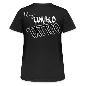 Regi Umiko Tattoo - Frauen T-Shirt atmungsaktiv - Schwarz - Hinten - AI Model Female 172 light (172cm)