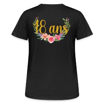 18 Ans Floral Doré - T-shirt respirant Femme - noir - Dos - AI Model Female 172 light (172cm)