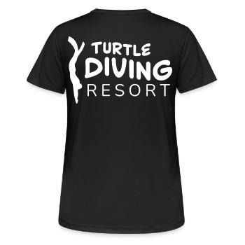 Logo du complexe de plongée pour tortues - T-shirt respirant Femme - noir - Dos - AI Model Female 172 light (172cm)
