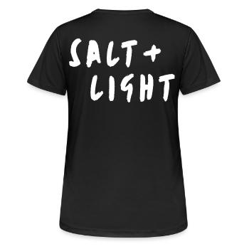 Sel + lumière - T-shirt respirant Femme - noir - Dos - AI Model Female 172 light (172cm)