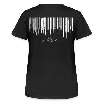 Barcode Tropfen White Est. MMXVI - Frauen T-Shirt atmungsaktiv - Schwarz - Hinten - AI Model Female 172 light (172cm)