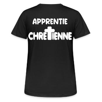 Christlich-katholisches Gottgeschenk - Frauen T-Shirt atmungsaktiv - Schwarz - Hinten - AI Model Female 172 light (172cm)