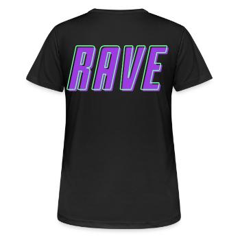 Rétro 80 ' s 90 ' s Rave lettrage - T-shirt respirant Femme - noir - Dos - AI Model Female 172 light (172cm)