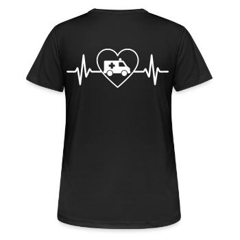 Medizinische Versorgung Krankenwagen Krankenwagen Krankenwagen - Frauen T-Shirt atmungsaktiv - Schwarz - Hinten - AI Model Female 172 light (172cm)
