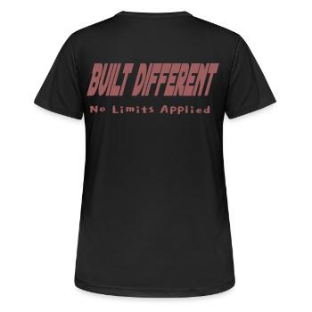 Anders gebaut – keine Grenzen gelten - Frauen T-Shirt atmungsaktiv - Schwarz - Hinten - AI Model Female 172 light (172cm)