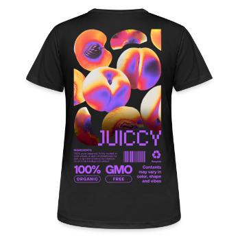 Juicy Glow - Frauen T-Shirt atmungsaktiv - Schwarz - Hinten - AI Model Female 172 light (172cm)