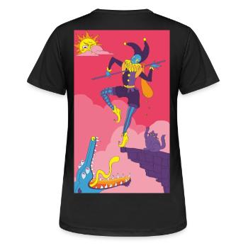 Der Narr Tarot Karte - Major Arcana Illustration - Frauen T-Shirt atmungsaktiv - Schwarz - Hinten - AI Model Female 172 light (172cm)