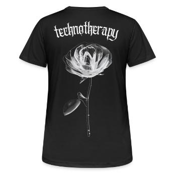 Techno Therapy Rose - Rave Outfit Techno festival - Women's Breathable T-Shirt - black - Back - AI Model Female 172 light (172cm)