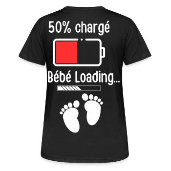 Baby Charging Battery 50% - Women's Breathable T-Shirt - black - Back - AI Model Female 172 light (172cm)