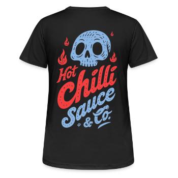 Design de la sauce piment Blue Skull - T-shirt respirant Femme - noir - Dos - AI Model Female 172 light (172cm)