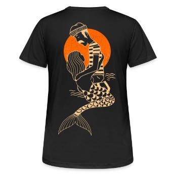 Amour sans frontières : Sirène et pêcheur - T-shirt respirant Femme - noir - Dos - AI Model Female 172 light (172cm)
