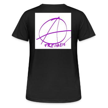 Freedom in the Circle of Anarchy – Purple Lines - Women's Breathable T-Shirt - black - Back - AI Model Female 172 light (172cm)