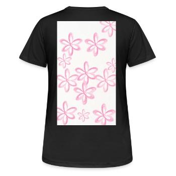 Motif de fleurs aquarelles roses - T-shirt respirant Femme - noir - Dos - AI Model Female 172 light (172cm)