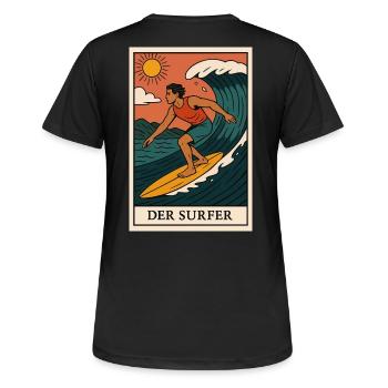 La fresque du surfeur avec la lumière du soleil - T-shirt respirant Femme - noir - Dos - AI Model Female 172 light (172cm)