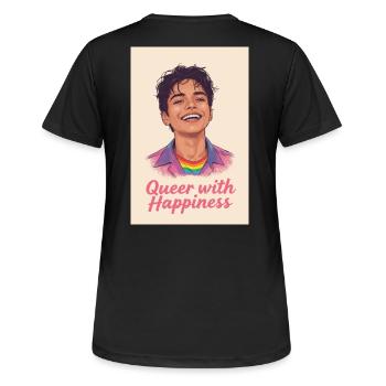 Queer avec bonheur - T-shirt respirant Femme - noir - Dos - AI Model Female 172 light (172cm)