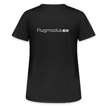 Flugmodus an. – Minimalistisches Design in Weiß - Frauen T-Shirt atmungsaktiv - Schwarz - Hinten - AI Model Female 172 light (172cm)