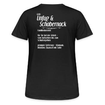 Unfug und Schabernack - Frauen T-Shirt atmungsaktiv - Schwarz - Hinten - AI Model Female 172 light (172cm)