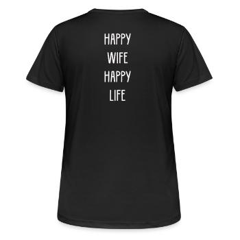 Femme heureuse - vie heureuse - T-shirt respirant Femme - noir - Dos - AI Model Female 172 light (172cm)