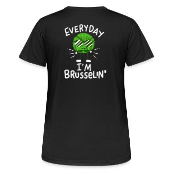Vegan Veganer Rosenkohl - Frauen T-Shirt atmungsaktiv - Schwarz - Hinten - AI Model Female 172 light (172cm)