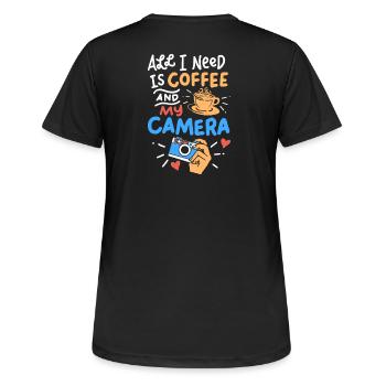 Fotografie - Frauen T-Shirt atmungsaktiv - Schwarz - Hinten - AI Model Female 172 light (172cm)