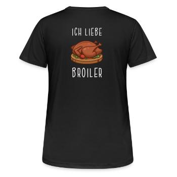 Broiler - DDR Rezept Geschenk - Frauen T-Shirt atmungsaktiv - Schwarz - Hinten - AI Model Female 172 light (172cm)