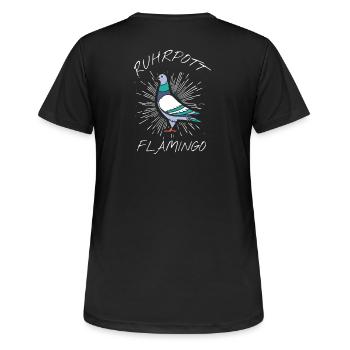 Ruhrpott Flamingo - Frauen T-Shirt atmungsaktiv - Schwarz - Hinten - AI Model Female 172 light (172cm)
