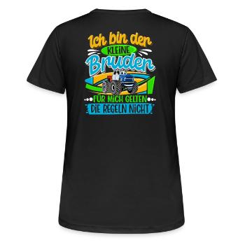 Kleiner Bruder Monstertruck - Frauen T-Shirt atmungsaktiv - Schwarz - Hinten - AI Model Female 172 light (172cm)