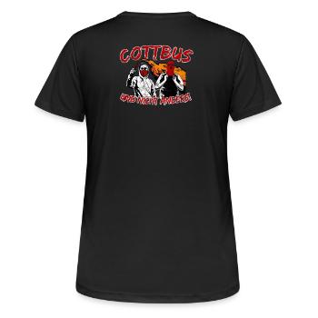 Cottbus und nicht anders UPDATE - Frauen T-Shirt atmungsaktiv - Schwarz - Hinten - AI Model Female 172 light (172cm)
