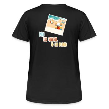 Moi Soleil et la Plage - T-shirt respirant Femme - noir - Dos - AI Model Female 172 light (172cm)