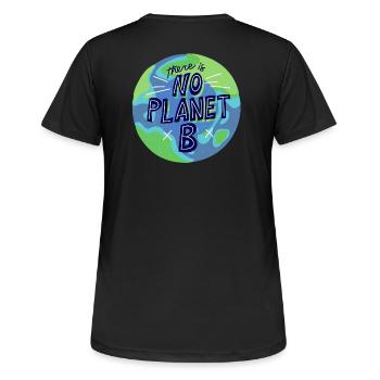 kein Planet B, Mutter Natur, Planet Erde - Frauen T-Shirt atmungsaktiv - Schwarz - Hinten - AI Model Female 172 light (172cm)