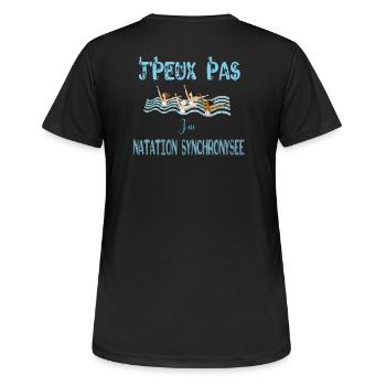 Ich kann kein Synchronschwimmen haben - Frauen T-Shirt atmungsaktiv - Schwarz - Hinten - AI Model Female 172 light (172cm)