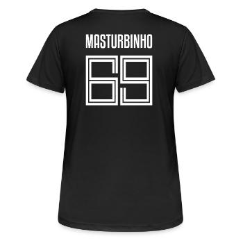Trikotnummer Masturbinho Fussball Fussballfan - Frauen T-Shirt atmungsaktiv - Schwarz - Hinten - AI Model Female 172 light (172cm)