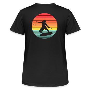 Surfen, Surfen, Surfen - Frauen T-Shirt atmungsaktiv - Schwarz - Hinten - AI Model Female 172 light (172cm)