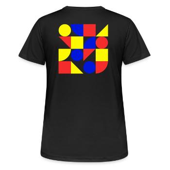Form, Geometrie, Kunst, Bauhaus - Frauen T-Shirt atmungsaktiv - Schwarz - Hinten - AI Model Female 172 light (172cm)