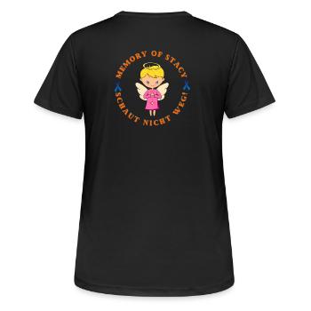 MoS Logo 2024 - Frauen T-Shirt atmungsaktiv - Schwarz - Hinten - AI Model Female 172 light (172cm)